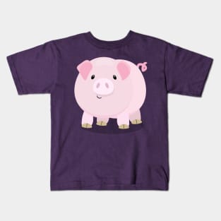 Cute pink pot bellied pig cartoon illustration Kids T-Shirt